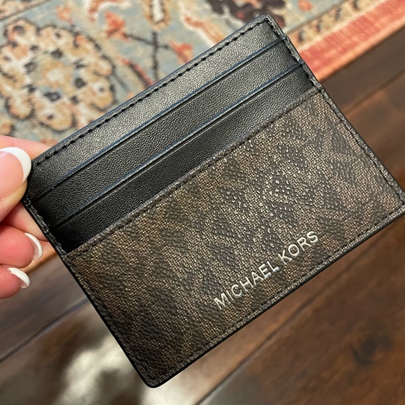 Michael Kors Greyson Tall Card Case Black/Brown UNISEX - Picture 3 of 4